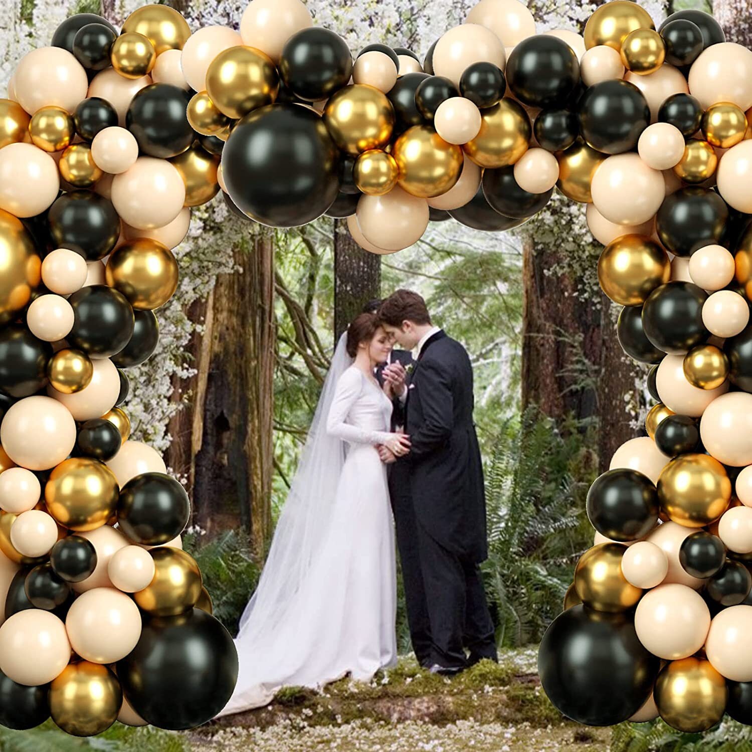 Arche Ballon Anniversaire Or Noir, 152 Kit Arche Ballon Noir Or Argent Beige Avec Confettis Dorés, Noir Doré Arche De Ballon Pour Anniversaire Decoration Mariage Bapteme Graduation Décoration Retraite - 12