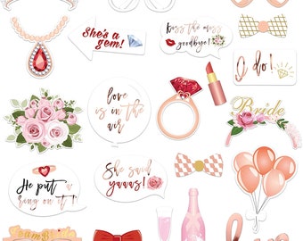 Rose Gold Hen Party Photo Booth Props: Bridal Shower Accessories (23 Pcs)