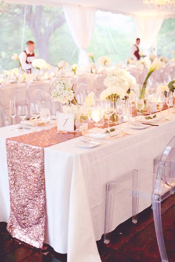 Pink Gold Rose Gold Sequin Table Runner Table Runner Decoration for a Bridal Shower Christmas Tablecloth Easter Table Runner Valentine Etsy