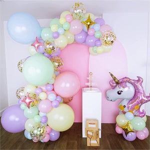 Pastel Rainbow Unicorn Balloon Garland Arch kit, Giant Foil Unicorn Balloon for Baby Shower, Birthdays  Celebrations, Unicorn Theme Party