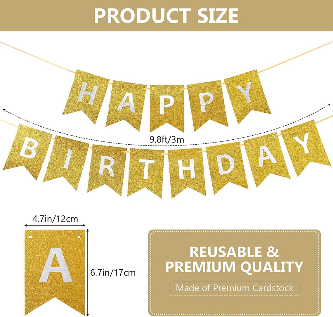 Goldenes Happy Birthday Banner – Party-Dekoration Zum Aufhängen