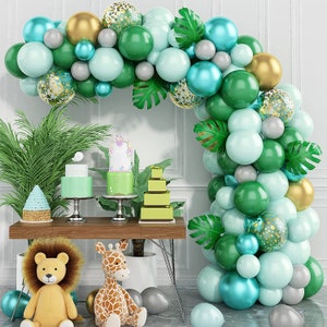 84PCS Jungle Theme Green and Gold Balloon Garland for Safari Birthday and  Baby Shower, Christmas Party, Animal Theme Party, Wild One décor