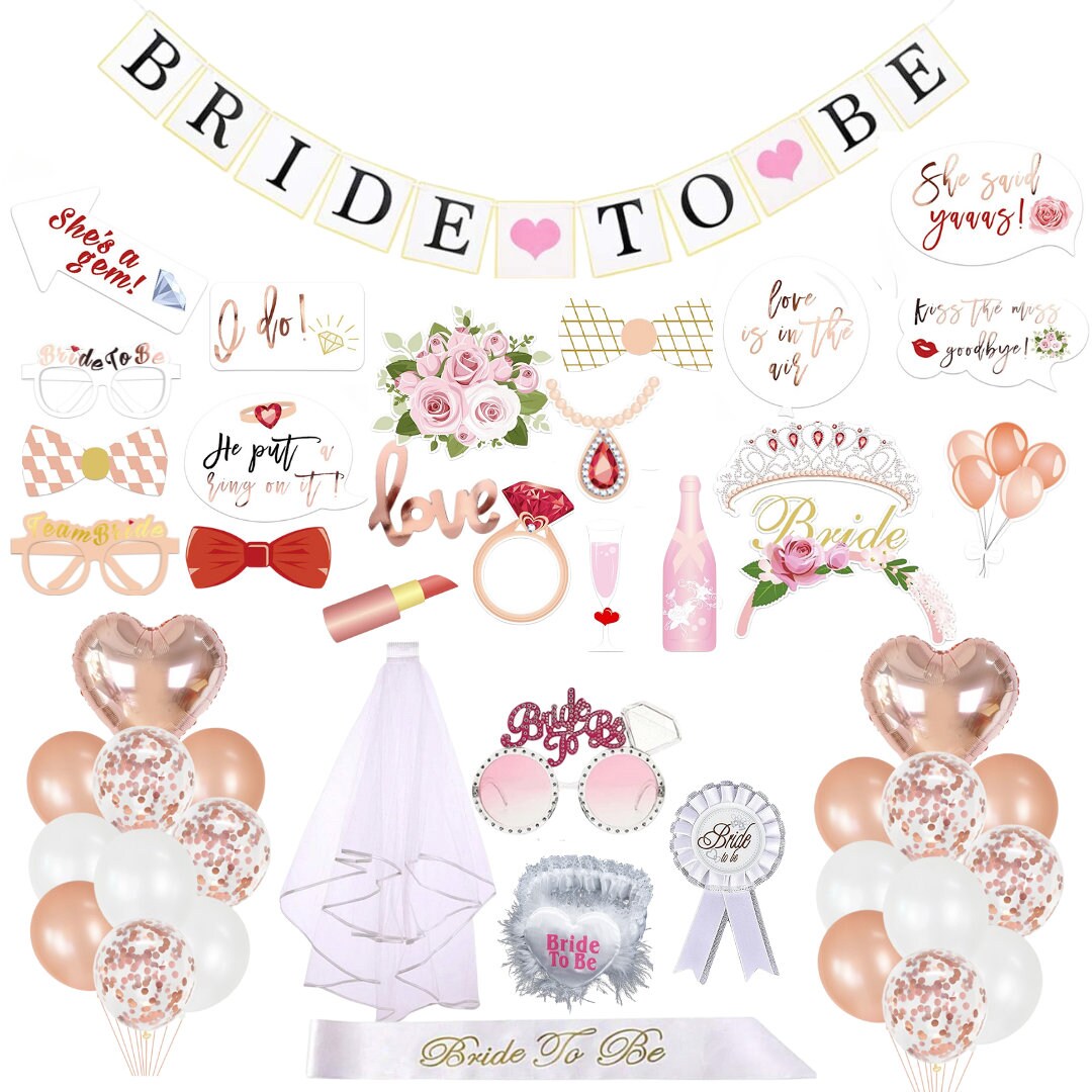 HOWAF 36Pcs Wedding Hen Party Photo Booth Props Botanical Bridal Shower Selfie Props Hen Night Hen Do Photo Frame Prop For Wedding Engagement