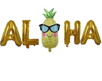 Giant ALOHA Foil Balloon Banner: Luau Party Decoration