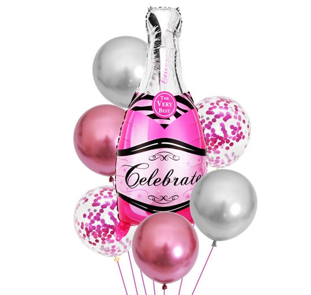 Pink Champagne Bottle Balloon Bouquet Balloon Bundle, for Weddings