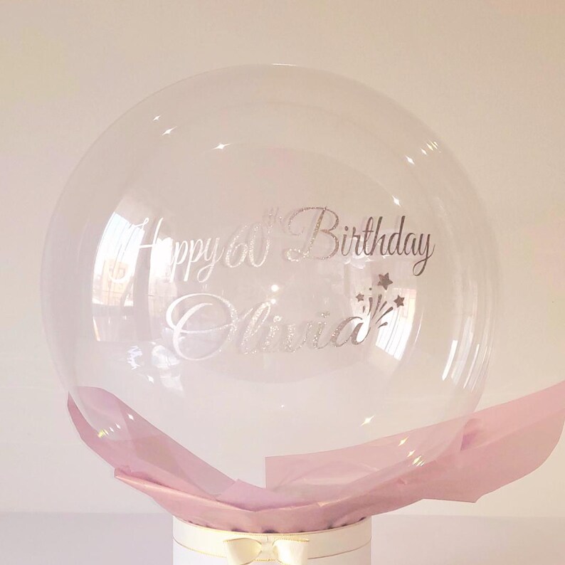 24 Personalised Clear Orb Happy Birthday/anniversary Balloon, Vinyl