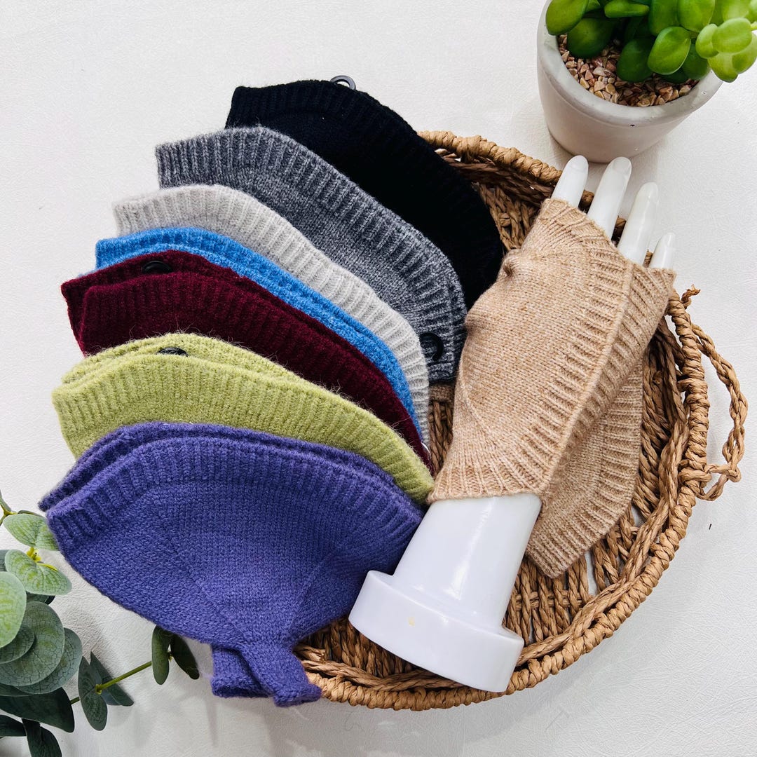 Solid Color Knit Fingerless Gloves – Fold-over Cuff Design | Cozy ...