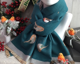 New Robin Winter Scarf - Perfect Mother's day gift! (Brooch not included as it is temporarily out of stock)