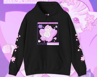 Sakura Neko Cat Hoodie | Pink Cherry Blossom Graphic Sweatshirt