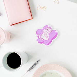 Cute Cat Kawaii Sakura Neko Die-Cut Magnet - Adorable Kitty for Home Decor, Gift for Cat Lovers, Fridge Magnet, Kawaii Art Decoration