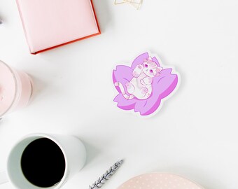 Sakura Cat Die-Cut Magnet – Kawaii Neko Art, Fridge Decor