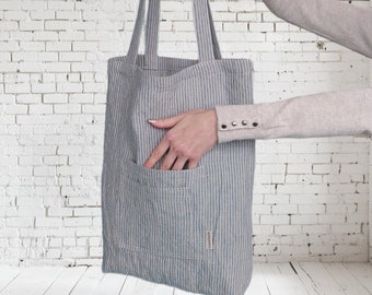 Linen Bag, Linen Shopping Bag, Linen Bag With Pockets, Linen Market Bag, Linen Beach Bag, Linen Beach Tote, Linen Bags, Linen handbag,