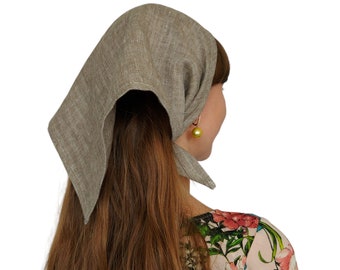 Linen bandana, Linen Headscarf, Herringbone Linen Bandana, Linen Headband, Neckerchief, Linen Scarf, Men's Bandana, Women's Bandana