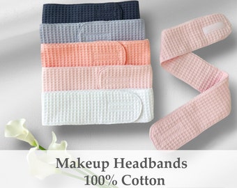 Spa Headband, Beauty Headband, Makeup Headband, Skincare Headband, Face Wash Headband, Velcro Convenient Style, Cotton 100%