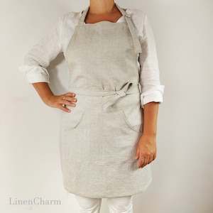 Linen Spica apron, Stonewashed linen apron, Linen Kitchen Apron, Women&#39;s linen aprons, Men&#39;s linen apron, Linen apron with pocket