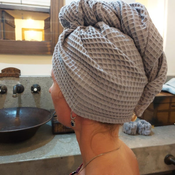 Waffel Turban, Spa Turban, verschiedene Farben, Waffel Turban, Haar Handtuch, Waffel Bade Turban, Hair Towel Wrap, Geschenk für sie, Baumwolle 100%