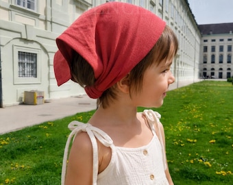 Linen Bandana with Elastic for Kids – Soft Breathable Summer Bandana | Different Colors