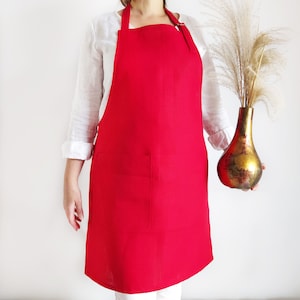 Stonewashed linen apron, Colors, Apron with pocket , Linen apron, 100% linen, Kitchen apron,Pinafore apron, Aprons for women, Aprons for men zdjęcie 7