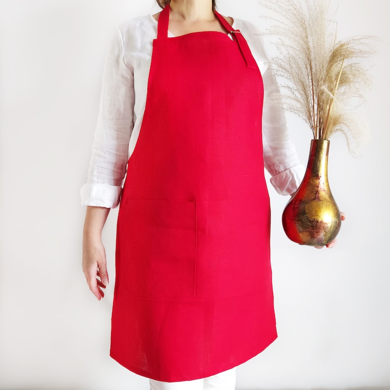 Stonewashed linen apron, Colors, Apron with pocket , Linen apron, 100% linen, Kitchen apron,Pinafore apron, Aprons for women, Aprons for men zdjęcie 7