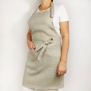 Stonewashed linen apron, Colors, Apron with pocket , Linen apron, 100% linen, Kitchen apron,Pinafore apron, Aprons for women, Aprons for men zdjęcie 6