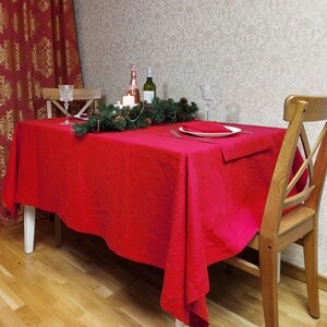 Stonewashed Linen tablecloth, Heavy Linen, Christmas tablecloth, Red linen tablecloth, Green linen tablecloth, Table cover White table cloth