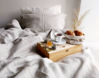 Natural linen bedding set, duvet cover set, natural linen color, stonewashed linen bedding, duvet cover + 2 pillowcases