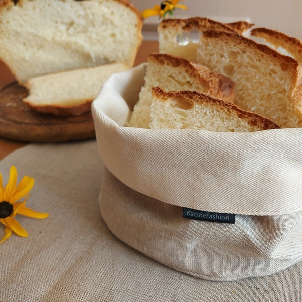 Sac à pain, corbeille à pain en lin naturel, bol en lin, sac en lin pour bonbons, biscuits, pot de fleurs, sac pour petits pains, sac en lin naturel, sac pour boulangerie