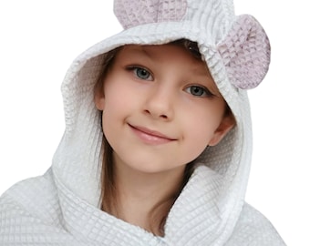 Waffle kids towel with hood, Cotton waffle towel, Hooded bath towel, kid hooded towel baby, Cotton 100%,Waffle towel, cotton towel with ears