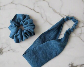 Linen Hair Scrunchie & Headband Gift Set–100% Natural Linen | Handmade Hair Accessories | Beauty Headband | Spa, Bridal or Everyday Gift