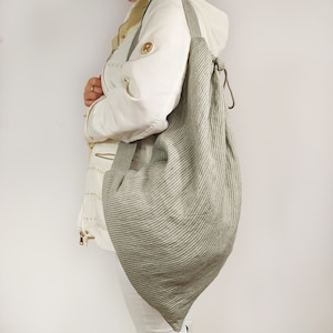 Wäscherucksack, Wäschesack mit Gurt, Leinen Wäschesack, Aufbewahrungssack, Wäschesack mit Kordelzugverschluss, Stonewashed Leinen Wäschesack