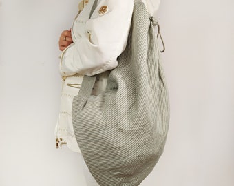 Laundry backpack, Laundry bag with strap, Linen Laundry Bag, Storage bag, Laundry bag with drawstring closure, Stonewashed Linen Laundry Bag