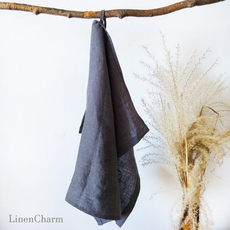 Gray dish towels. Our tea towels made from hight quality linen fabrics.  Linen tea towels are a great choice for anyone who wants an absorbent, quick-drying, durable, eco-friendly, stylish, and soft kitchen towel that can handle everyday use.