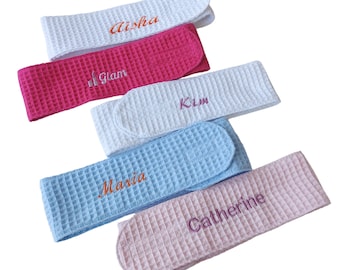 Personalized Spa Headband, Embroidered custom Logo, Name, Make up headbands, Personalized gift for her Cotton 100%