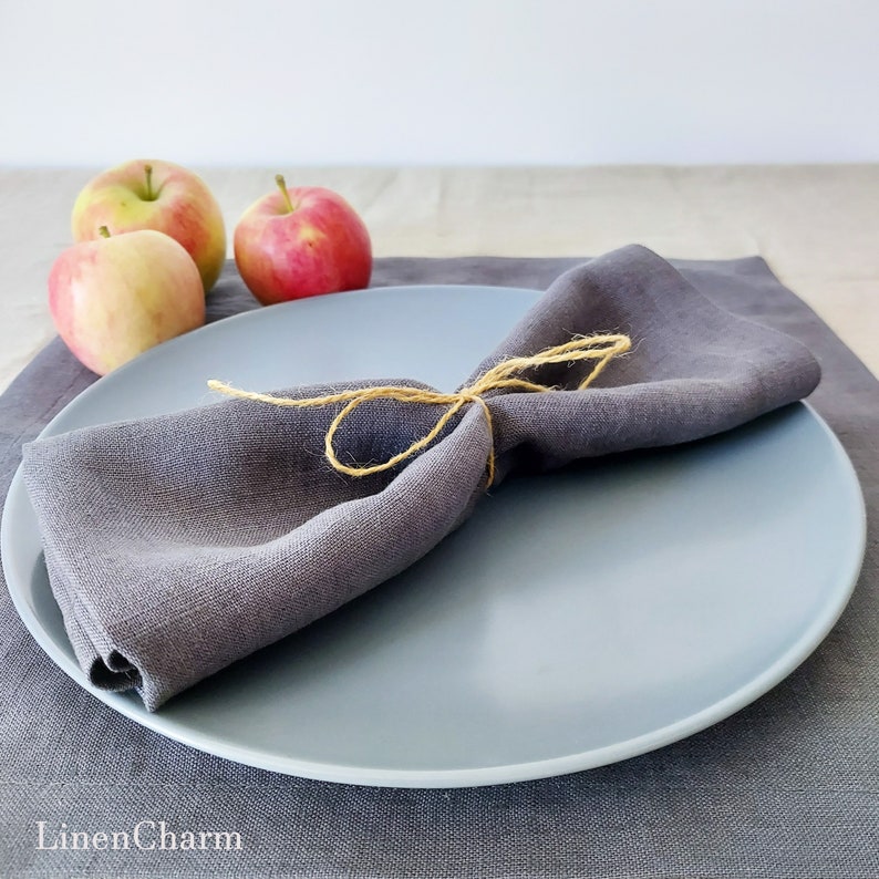 Gray linen napkins bulk. Soft gray napkins.