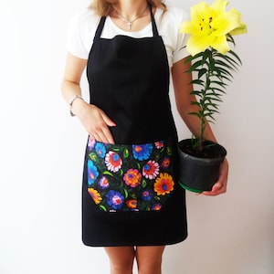 Kitchen Cotton Apron, 5 patterns, Apron in flowers, Red Black Blue Green apron, Kitchen apron plus size, Cooking Apron, Apron for gastronomy