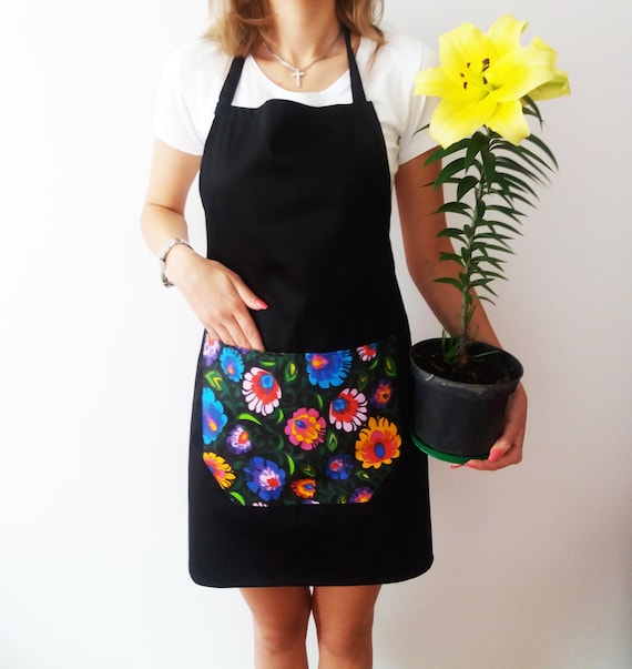 Kitchen Cotton Apron, 5 patterns, Apron in flowers, Red Black Blue Green apron, Kitchen apron plus size, Cooking Apron, Apron for gastronomy