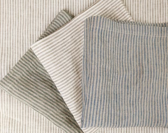 Linen Striped napkins, Natural linen napkins, Stonewashed linen napkins, Green Striped linen napkins Blue Striped linen napkins Linen napkin