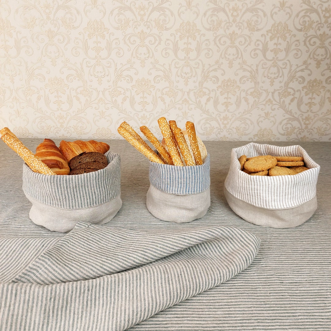 Bread Bag Natural Linen Bread Basket Linen Bowl Linen Bag Etsy
