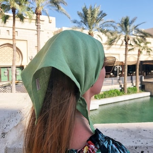 Bandana lniana, chusta lniana na głowę, bandana lniana w jodełkę, opaska lniana na głowę, apaszka, szalik lniany, bandana męska, bandana damska