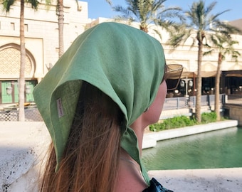 Bandana en lin, foulard en lin, bandana en lin à chevrons, bandeau en lin, foulard, écharpe en lin, bandana pour homme, bandana pour femme