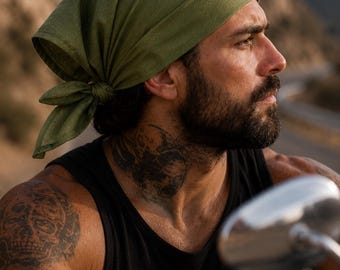 Stonewashed Linen Bandana XL, Handmade Headscarf for Men and Women, Large Linen Head Covering for Sun Protection