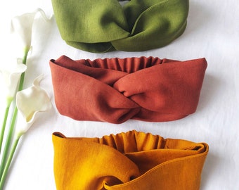 Twist Knot Linen Headband, Hair band, Linen headband with a knot, Fitness headband, Spa headband, Beauty Makeup headband, Hair Accessory