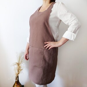 Linen Pinafore Apron, Many Colors, Japanese cross back linen apron, Linen apron with pockets, Japanese style apron, Linen Apron, Apron
