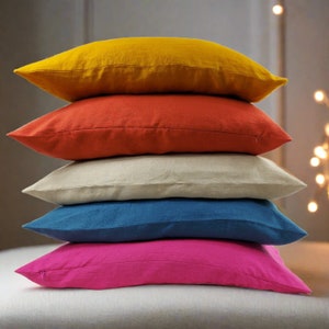 Linen Pillowcase,  Decorative Pillow Cover, Invisible Zipper Natural Linen Pillowcase, Various colors, Linen pillowcase, Linen Cushion Cover