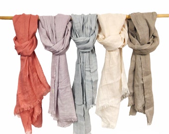 Soft Linen Scarf, Long Scarf, Softened Linen Scarf, Lightweight Linen, Linen Scarves, Pure Linen, Natural Linen Scarf, Unisex Scarf