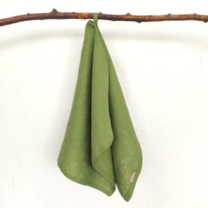 Linen house towels in fern color.  Check out our linen guest towels.