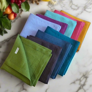 Leinen-Servietten, 45 Farben, weiche Leinen-Servietten, Stoffservietten, Leinen-Servietten, Tafel-Servietten, weiße Leinen-Servietten, Salbei-grüne Servietten, Servietten