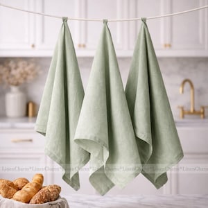 Linen tea towel, Linen hand towel, Soft linen towels, Hand towel, Soft linen towels, Dish towel, Kitchen towel set, Kitchen towel set image 1