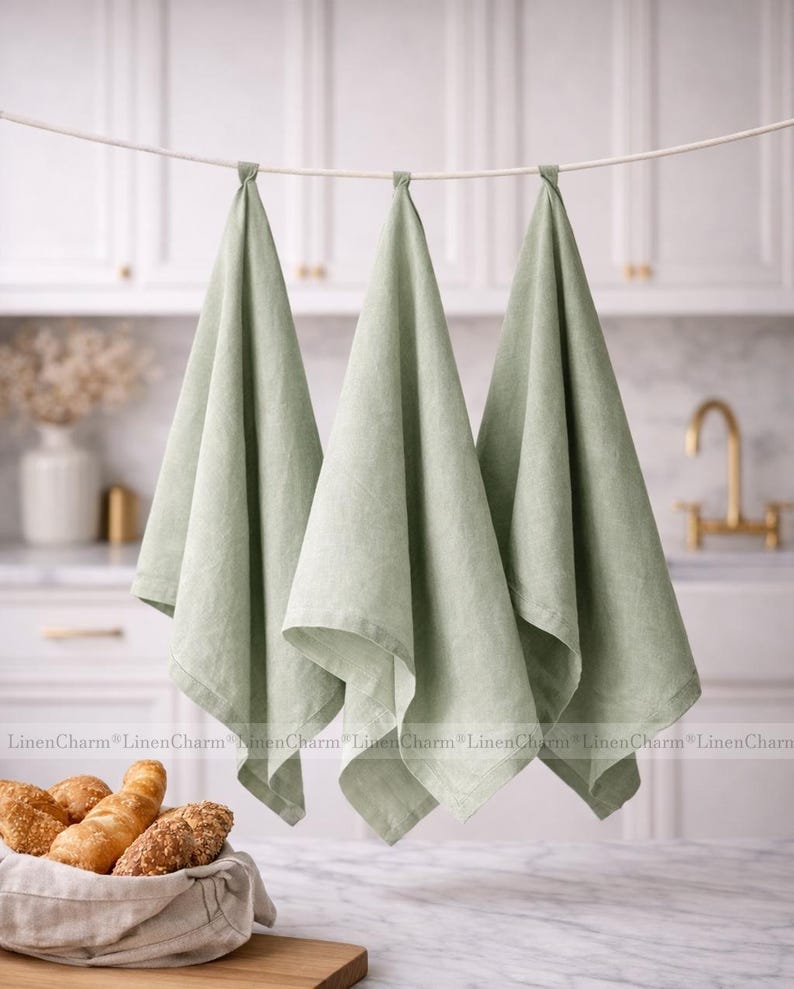Linen tea towel, Linen hand towel, Soft linen towels, Hand towel, Soft linen towels, Dish towel, Kitchen towel set, Kitchen towel set image 1