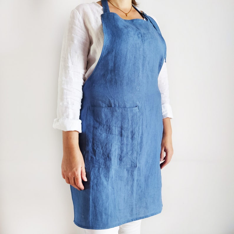 Stonewashed linen apron, Colors, Apron with pocket , Linen apron, 100% linen, Kitchen apron,Pinafore apron, Aprons for women, Aprons for men zdjęcie 5